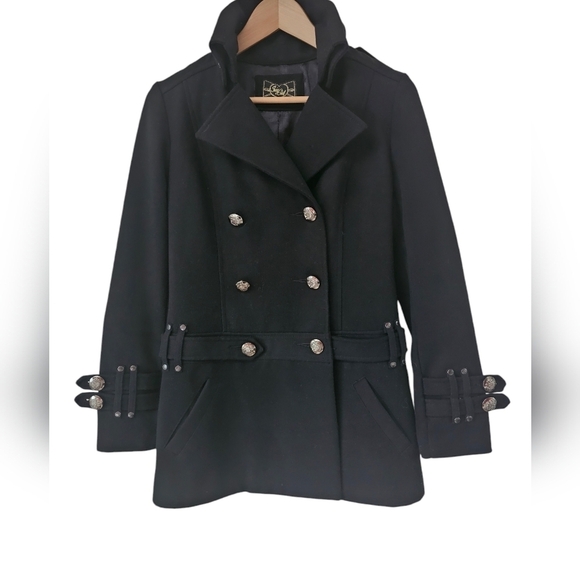 Juicy Girl wool blend jacket double breasted notched collar, buckle cuffs  M - Picture 4 of 11